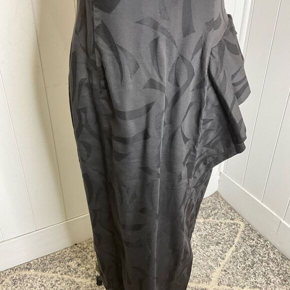 Vintage 80s Young Edwardian Women's Small Black Full Zip Maxi Dress Short Sleeve - Picture 4 of 16